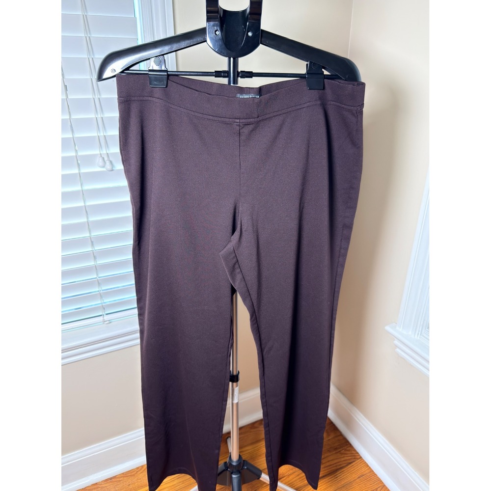 Eileen Fisher Womens Maroon Stretch Jersey Pull On Straight Leg Pants Large NWOT